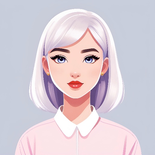 a woman with a white hair and a pink shirt