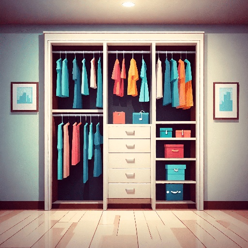 a closet with a lot of clothes hanging on it