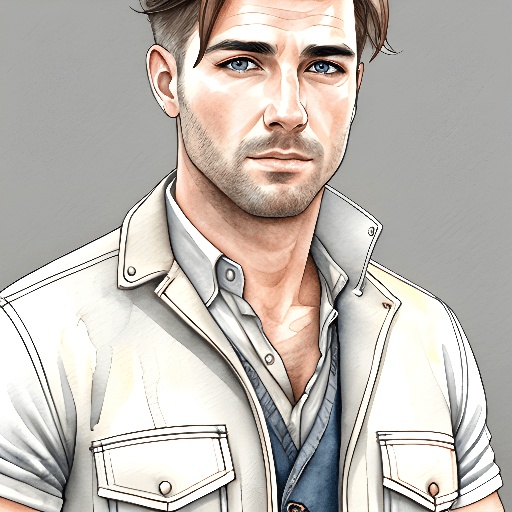 drawing of a man with a tie and a shirt