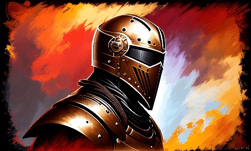 painting of a knight in armor with a helmet on