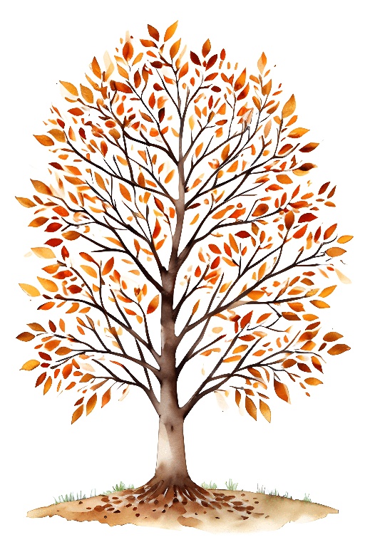 a tree with many leaves on it and a white background