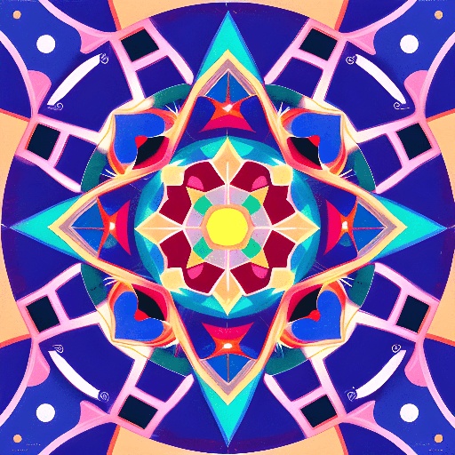 a close up of a colorful circular design with a star