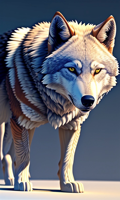 a 3d image of a wolf walking on a surface