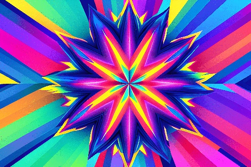 brightly colored abstract background with a starburst