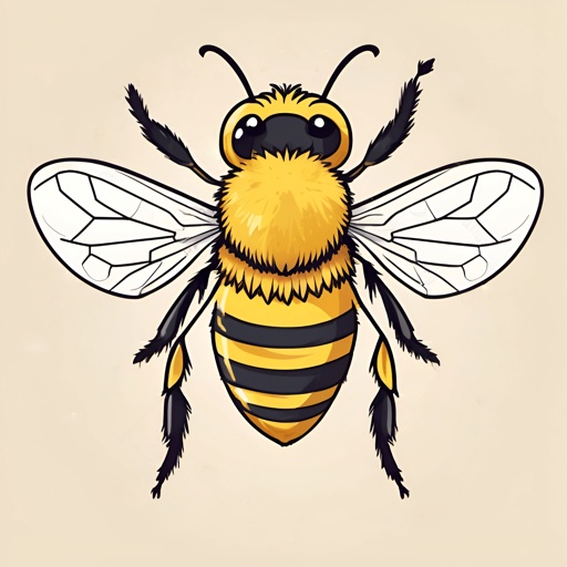 a bee with a black and yellow stripe on its body