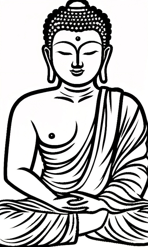 a drawing of a buddha sitting in a lotus position