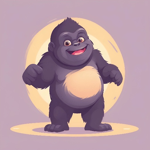 cartoon gorilla standing in front of a full moon with his hands out
