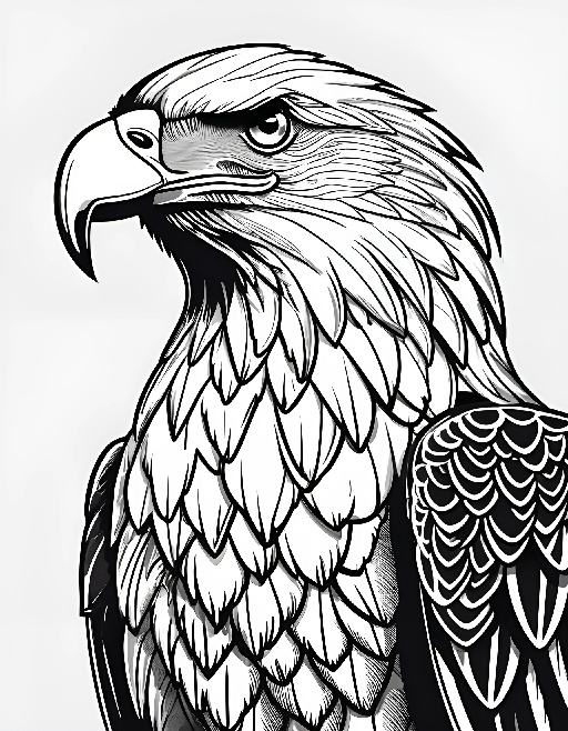 a drawing of a bird of prey with a white background