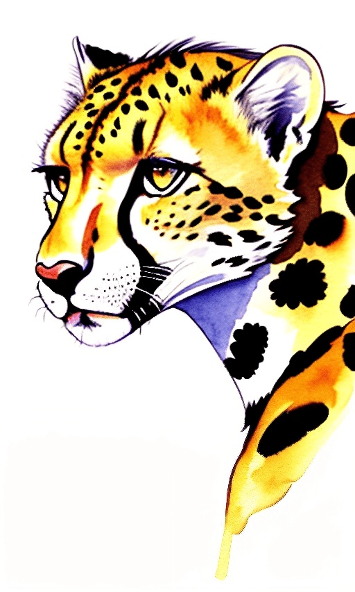 painting of a cheetah with spots on its face