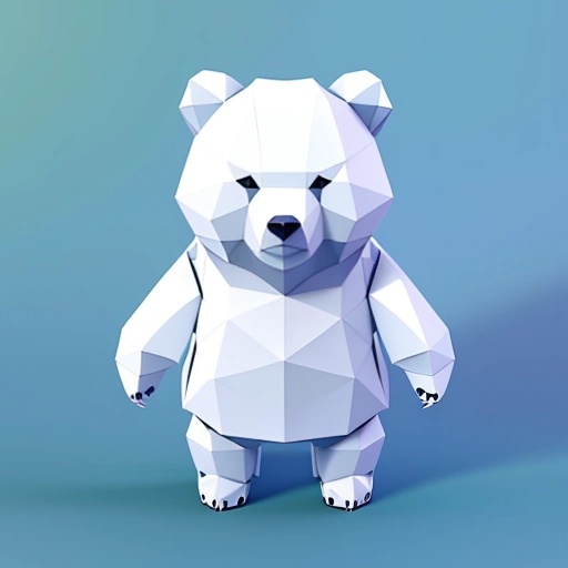 a white bear that is standing up on a blue background