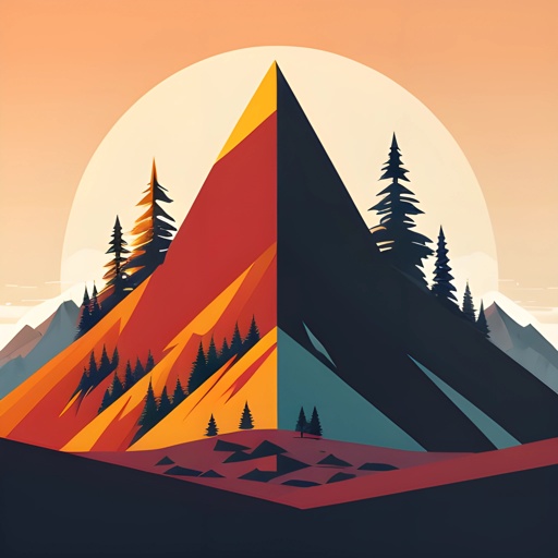 a mountain with a red peak and a yellow mountain