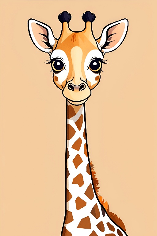 a giraffe with a very long neck and a very big nose