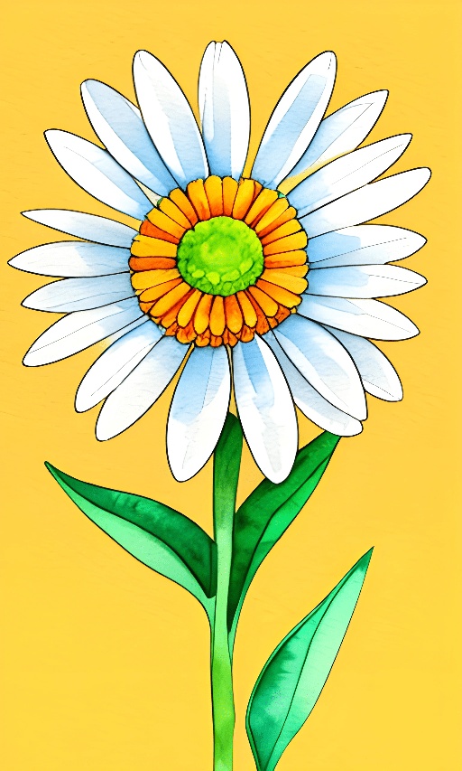 a drawing of a flower with a yellow center