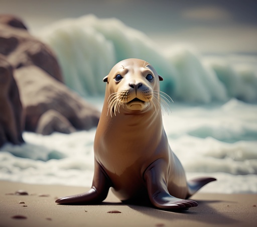 a seal sitting on the beach near the water
