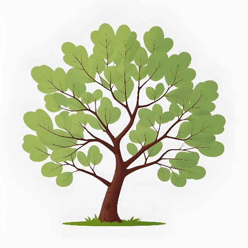 a tree with green leaves on it on a white background