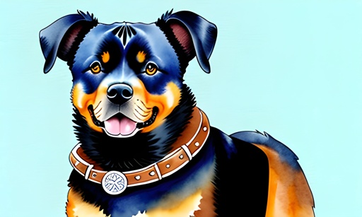 painting of a dog with a collar and a collar around it