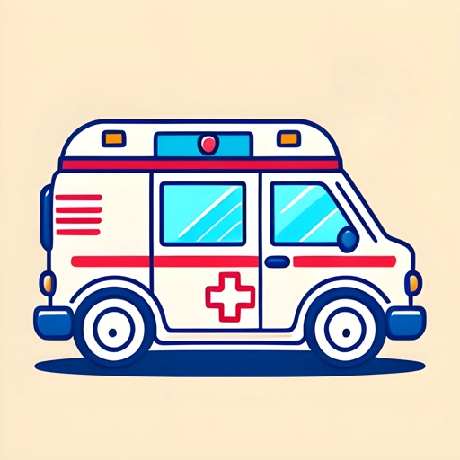 illustration of a white ambulance with red cross on the front