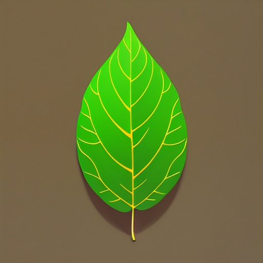 a green leaf with yellow lines on it