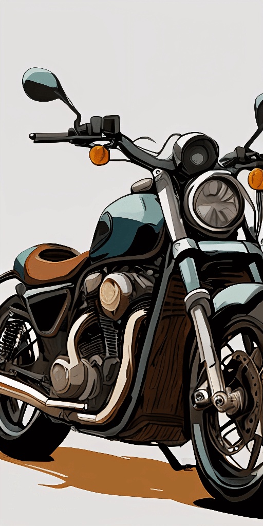 a drawing of a motorcycle with a brown seat