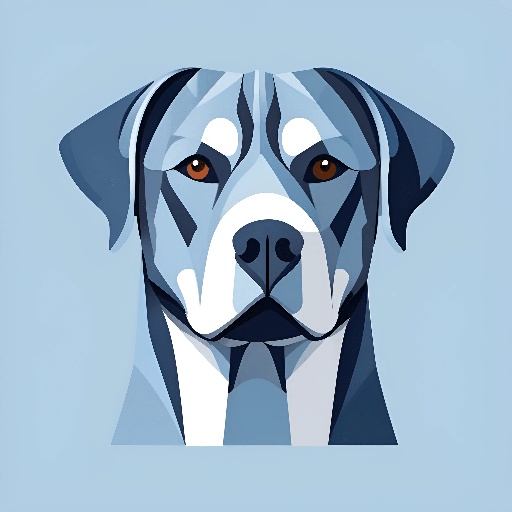 a dog that is looking at the camera with a blue background