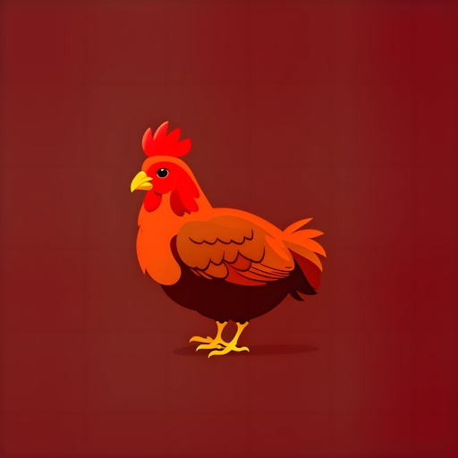 a red rooster standing on a red background