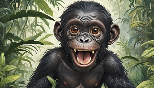 a painting of a monkey with a big smile on his face