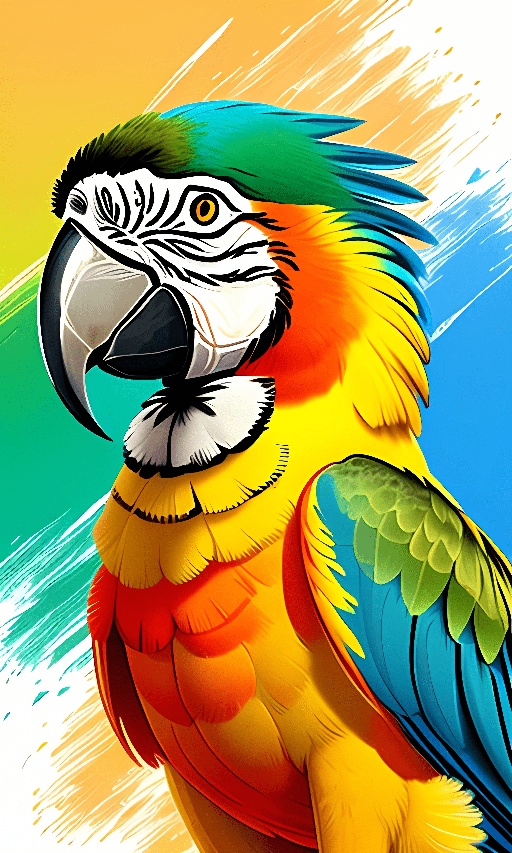 brightly colored parrot with a blue, yellow, and green beak
