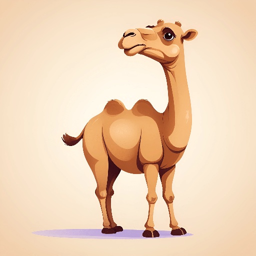 cartoon camel standing in front of a beige background