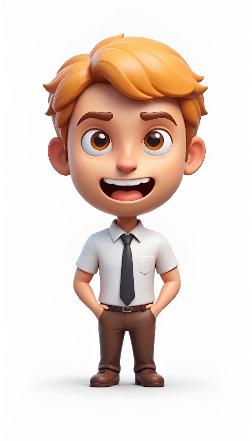 cartoon character of a man in a shirt and tie with a smile
