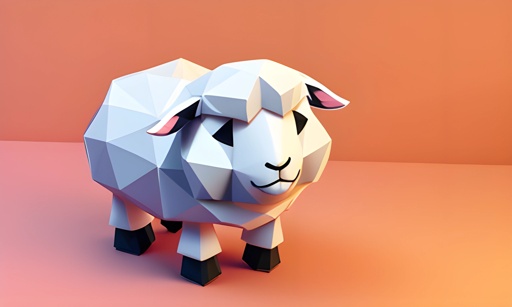 a paper sheep that is standing on a pink surface