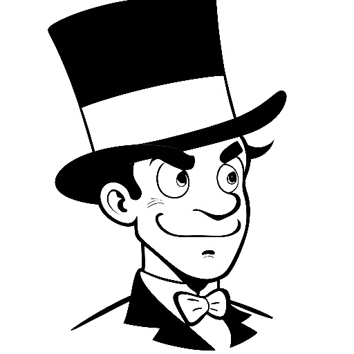 a cartoon man in a top hat and bow tie