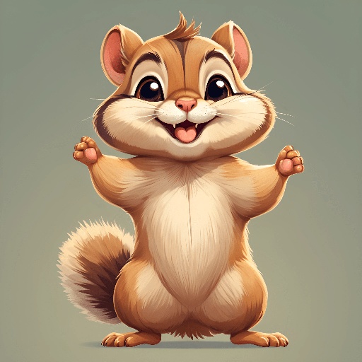 cartoon squirrel with a happy expression on his face