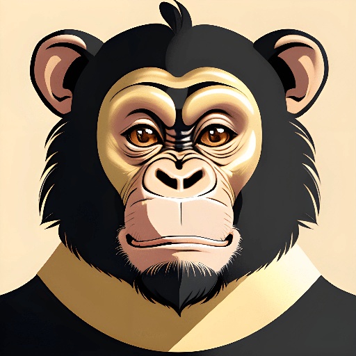 a monkey with a collar and a black shirt