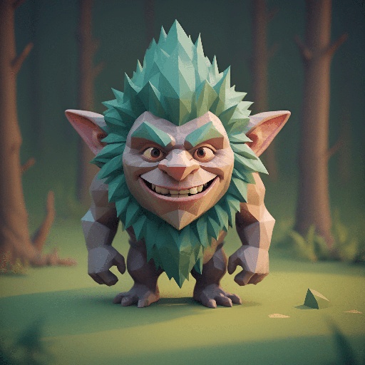 a close up of a cartoon troll with a green hair