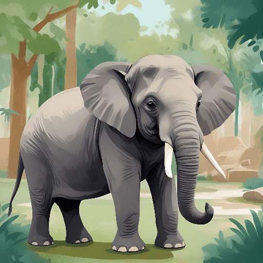 a large elephant standing in the middle of a forest
