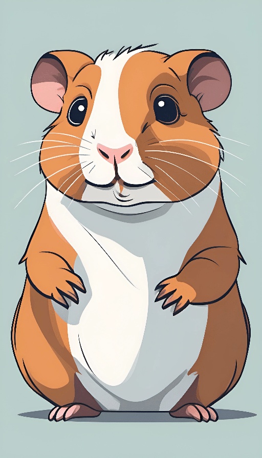 a cartoon hamster standing up with its paws on its chest