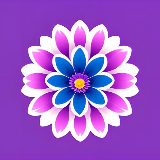 purple and white flower with blue center on purple background