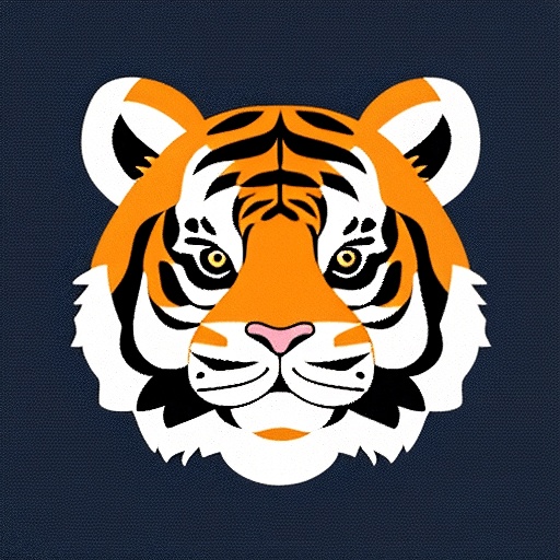 a close up of a tiger's face on a blue background
