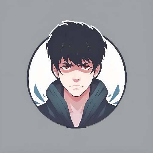 anime character with black hair and a blue hoodie