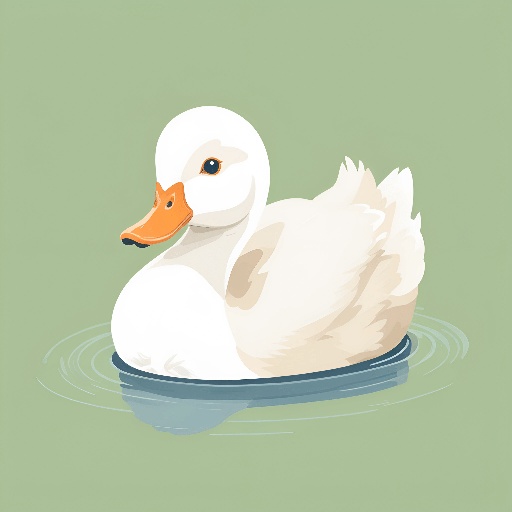 a white duck floating on a pond of water