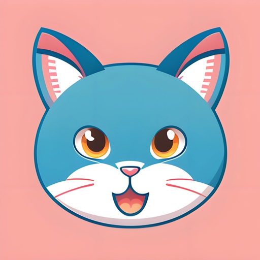 a blue cat with a pink background and a pink background