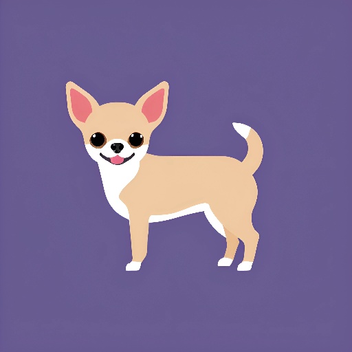 a small dog with big eyes standing on a purple surface