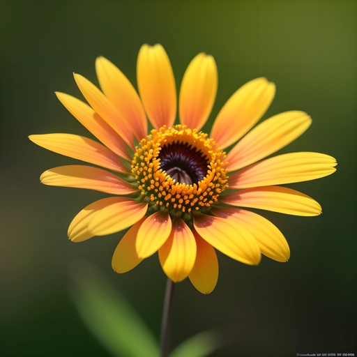 yellow flower with a black center and a dark center