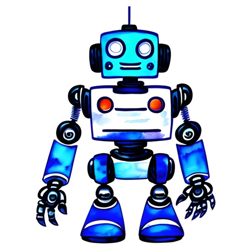 cartoon robot with blue eyes and legs and arms