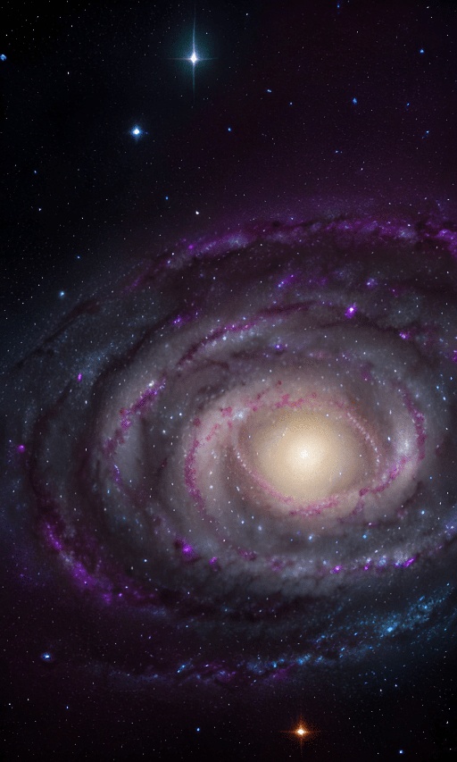 spiral galaxy with a star in the center and a bright light in the middle