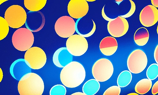 brightly colored circles are arranged in a blue background