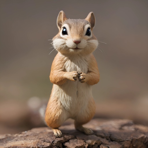 a small toy squirrel standing on a rock