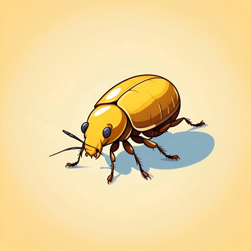 a yellow beetle that is sitting on the ground