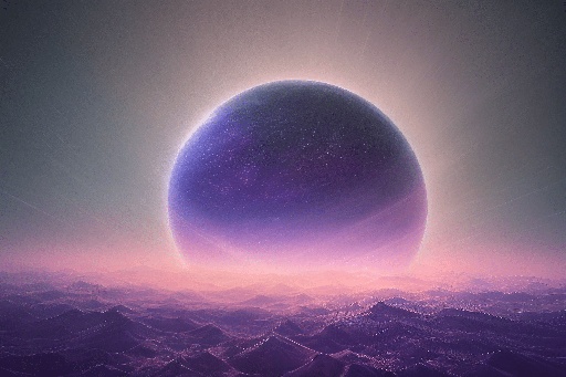 view of a planet with a purple sky and a purple horizon