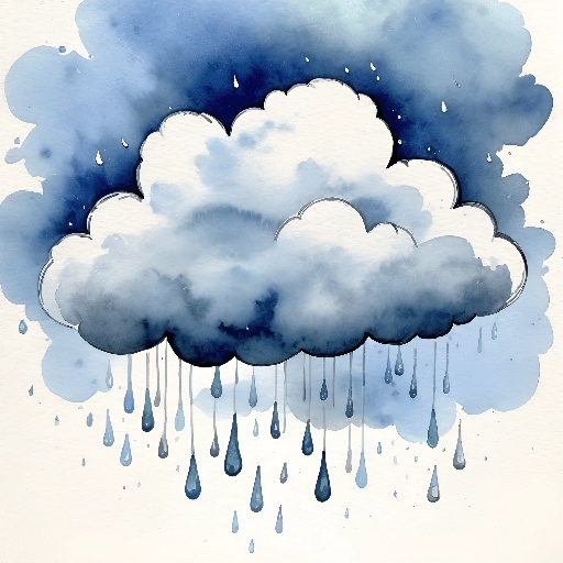 a drawing of a cloud with rain drops coming out of it